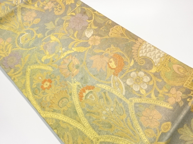 JAPANESE FUKURO OBI / WOVEN FLOWER ARABESQUE
